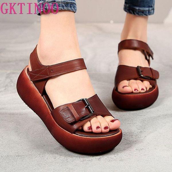 retro summer women sandals 100% genuine leather open toe shoes casual high heel wedges platform woman, Black
retro summer women sandals 100% genuine leather open toe shoes casual high heel wedges platform woman, Black