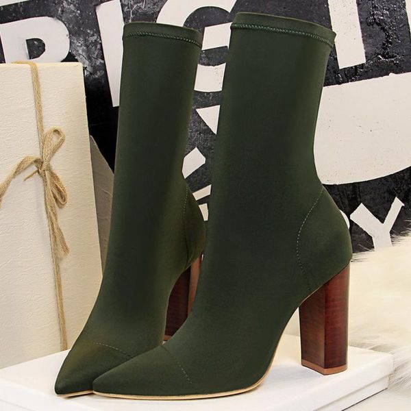 boots 2021 women stretch sock block 9.5cm high heels fetish green autumn combat ankle stripper chunky silk satin shoes, Black
boots 2021 women stretch sock block 9.5cm high heels fetish green autumn combat ankle stripper chunky silk satin shoes, Black