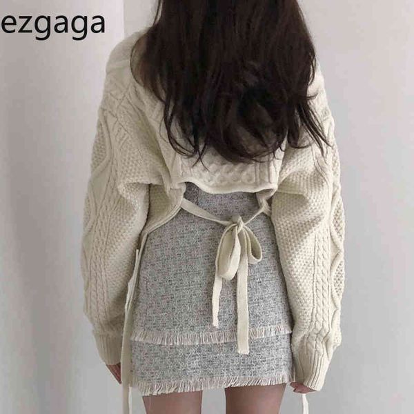 ezgaga vintage back lace up knitted sweater koren chic autumn winter solid oversized elegant pullover jumper office lady fashion 210430, White;black
ezgaga vintage back lace up knitted sweater koren chic autumn winter solid oversized elegant pullover jumper office lady fashion 210430, White;black