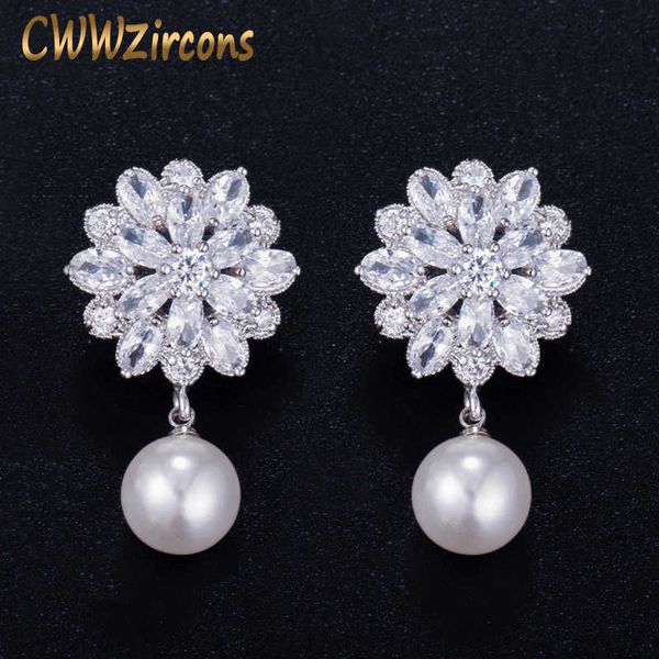 classic flower design fashion women cubic zircon drop earring with dangling pearl jewelry for ladies cz099 210714, Silver
classic flower design fashion women cubic zircon drop earring with dangling pearl jewelry for ladies cz099 210714, Silver