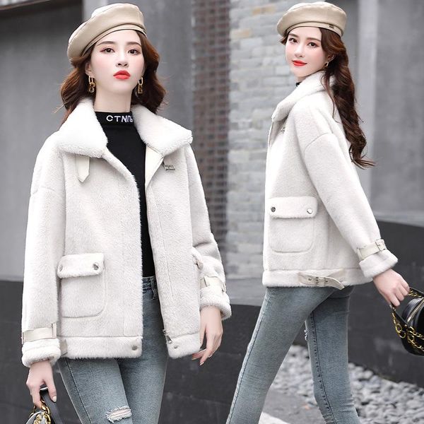 women's wool & blends fur one female 2021 winter plush coat loose thickening imitated mink little cloth, Black
women's wool & blends fur one female 2021 winter plush coat loose thickening imitated mink little cloth, Black