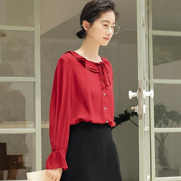 women's blouses & shirts bethquenoy ruffled chiffon ladies 2021 spring blusas camisas mujer red color women vintage chemisier femme, White
women's blouses & shirts bethquenoy ruffled chiffon ladies 2021 spring blusas camisas mujer red color women vintage chemisier femme, White