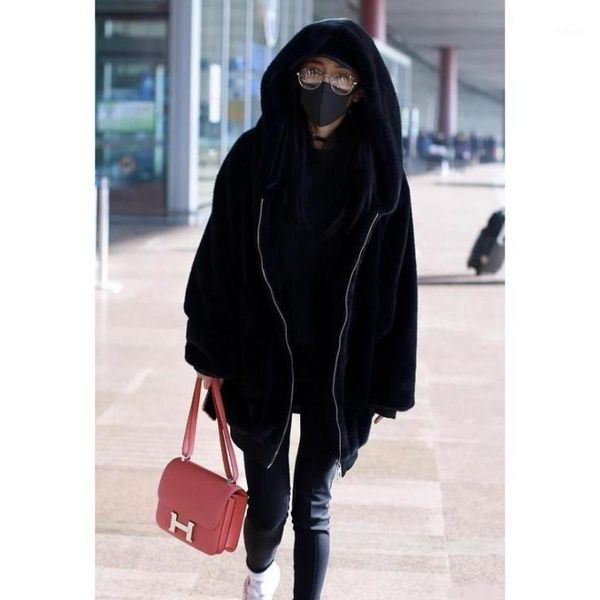 women's wool & blends 2021 winter women long hooded fur coat warm loose overcoat thick plus size female plush coats, Black
women's wool & blends 2021 winter women long hooded fur coat warm loose overcoat thick plus size female plush coats, Black
