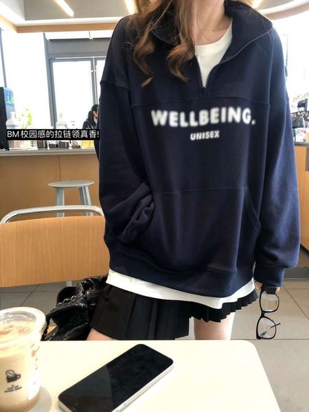 ms. luo__ old school college high collar sweater printed font autumn loose top, Black
ms. luo__ old school college high collar sweater printed font autumn loose top, Black