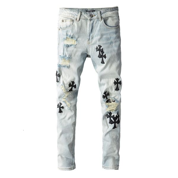 jeans 725 fashion brand high street personalized cross light blue printed wash pants worn slim little feet trendy man
jeans 725 fashion brand high street personalized cross light blue printed wash pants worn slim little feet trendy man