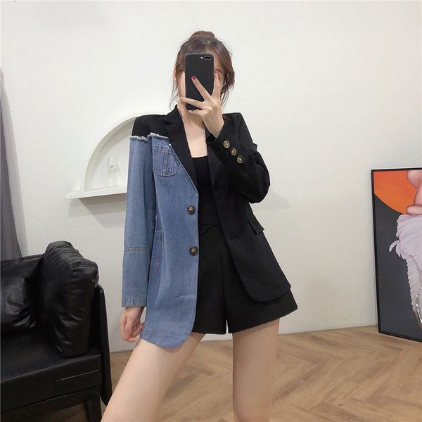 suit design denim sewing woman's autumn 2021 thin mid-length asymmetry female blazer vintage jacket y1349 mbpc, White;black
suit design denim sewing woman's autumn 2021 thin mid-length asymmetry female blazer vintage jacket y1349 mbpc, White;black