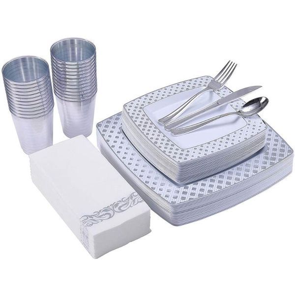 disposable dinnerware 85pcs silver/gold tableware set can accommodate 10 people square bronzing plate party decoration
disposable dinnerware 85pcs silver/gold tableware set can accommodate 10 people square bronzing plate party decoration