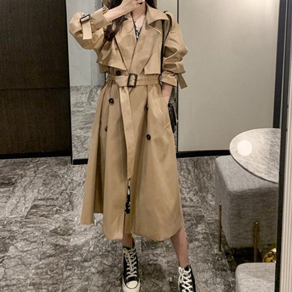 women's trench coats coat women windbreaker casual mid-length khaki korean loose british style jacket gabardina mujer elegante, Tan;black
women's trench coats coat women windbreaker casual mid-length khaki korean loose british style jacket gabardina mujer elegante, Tan;black