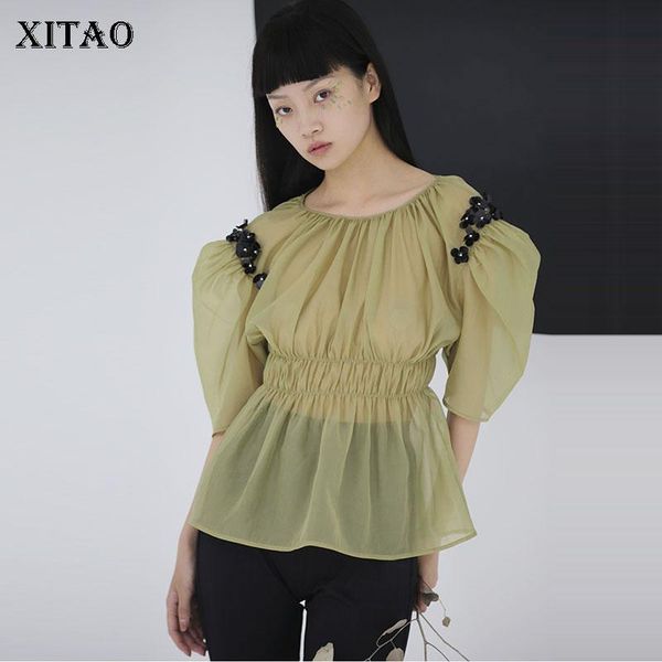 women's blouses & shirts xitao pleated shirt fashion pullover thin drawstring 2021 summer mesh puff sleeve goddess fan casual style loo, White
women's blouses & shirts xitao pleated shirt fashion pullover thin drawstring 2021 summer mesh puff sleeve goddess fan casual style loo, White
