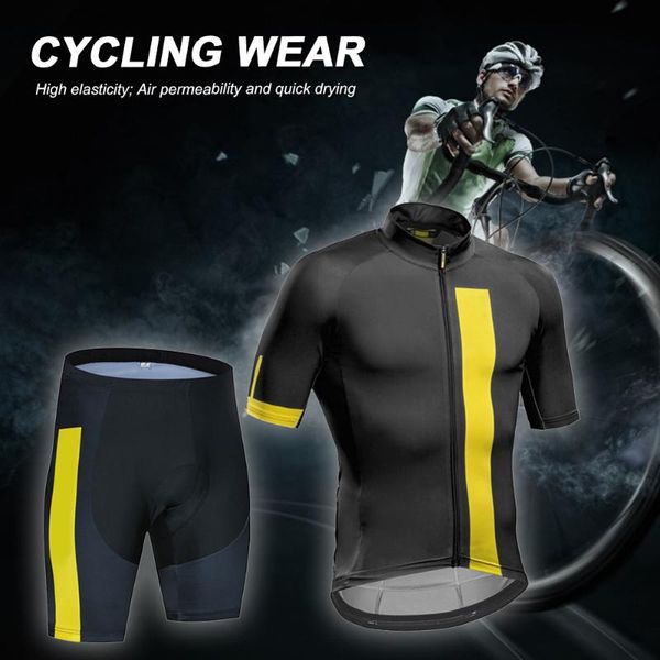 racing sets men cycling suit short-sleeved yellow stripes bike riding sports clothes protection team uniform clothing, Black;blue
racing sets men cycling suit short-sleeved yellow stripes bike riding sports clothes protection team uniform clothing, Black;blue