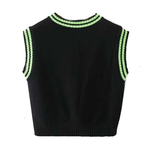 women's sweaters preppy style green strip black knitted sweater vest women 90's vintage korean clothing striped v neck t vfci, White;black
women's sweaters preppy style green strip black knitted sweater vest women 90's vintage korean clothing striped v neck t vfci, White;black