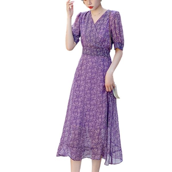 fashion dress summer temperament high waist chiffon purple print v-neck short-sleeved long skirt women 210520, Black;gray
fashion dress summer temperament high waist chiffon purple print v-neck short-sleeved long skirt women 210520, Black;gray