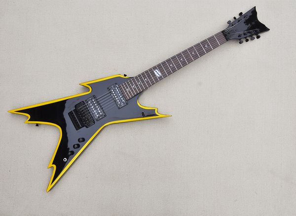 7 strings black electric guitar with yellow binding,rosewood fingerboard,can be customized as request
7 strings black electric guitar with yellow binding,rosewood fingerboard,can be customized as request