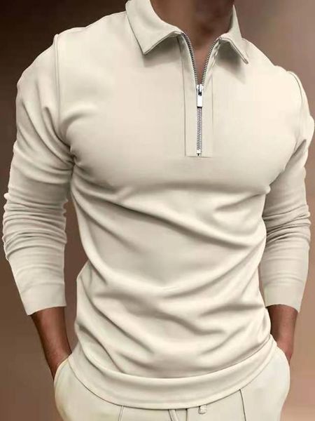 men's polos 2021 solid color mens shirts long sleeve casual slim hommes fashion autumn zipper lapel male, White;black
men's polos 2021 solid color mens shirts long sleeve casual slim hommes fashion autumn zipper lapel male, White;black
