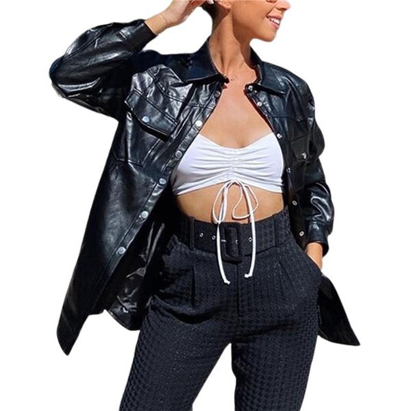 women solid color coat pu leather jacket 2021 fashion autumn and winter long sleeve lapel collar belted with flap pocket women's jacket, Black;brown
women solid color coat pu leather jacket 2021 fashion autumn and winter long sleeve lapel collar belted with flap pocket women's jacket, Black;brown