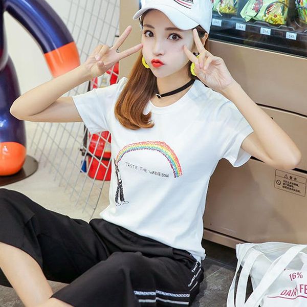 women's t-shirt white casual rainbow cartoon print short sleeve fashion sweet loose style women's
women's t-shirt white casual rainbow cartoon print short sleeve fashion sweet loose style women's