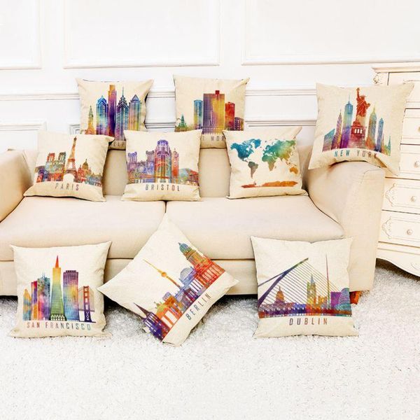 cushion/decorative pillow home decor cushion cover 45x45cm cases living room covers colorful city linen case 
cushion/decorative pillow home decor cushion cover 45x45cm cases living room covers colorful city linen case