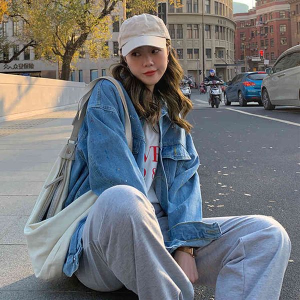 women's jackets colorfaith spring autumn denim jeans splash ink wild streetwear oversize fashionable lady jk8067 yxcs, Black;brown
women's jackets colorfaith spring autumn denim jeans splash ink wild streetwear oversize fashionable lady jk8067 yxcs, Black;brown
