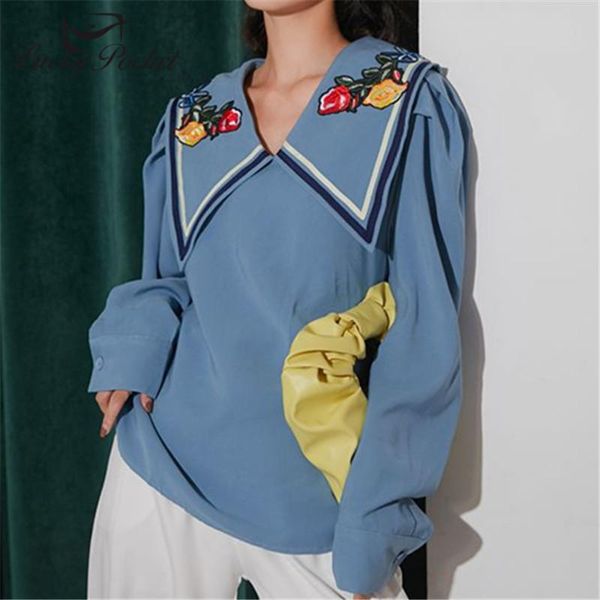 women's blouses & shirts women spring autumn slim blue sailor collar puff sleeve embroidery shirt ladies plus size female brand casual, White
women's blouses & shirts women spring autumn slim blue sailor collar puff sleeve embroidery shirt ladies plus size female brand casual, White