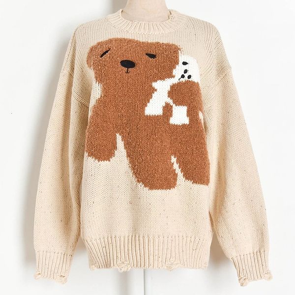 women's sweaters vintgae hollow fashion cartoon bear o-neck knitted sweater loose long sleeve pullover women christmas clothing 2kot, White;black
women's sweaters vintgae hollow fashion cartoon bear o-neck knitted sweater loose long sleeve pullover women christmas clothing 2kot, White;black