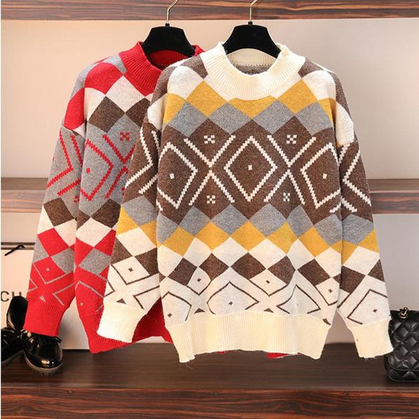 women's sweaters fashion autumn and winter loose large size sweater jacket warmth retro geometric pattern wool women, White;black
women's sweaters fashion autumn and winter loose large size sweater jacket warmth retro geometric pattern wool women, White;black