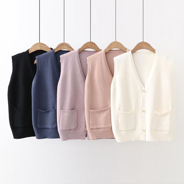 women's vests sleeveless women single breasted cardigan knit vest female vintage casual wild loose v neck knitted woman clothes, Black;white
women's vests sleeveless women single breasted cardigan knit vest female vintage casual wild loose v neck knitted woman clothes, Black;white