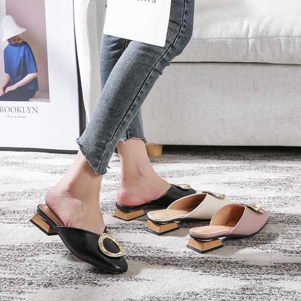 slippers genuine leather mules women square toe wood low heels slides metal decoration slip on shoes big size mule zapatos mujer, Black
slippers genuine leather mules women square toe wood low heels slides metal decoration slip on shoes big size mule zapatos mujer, Black