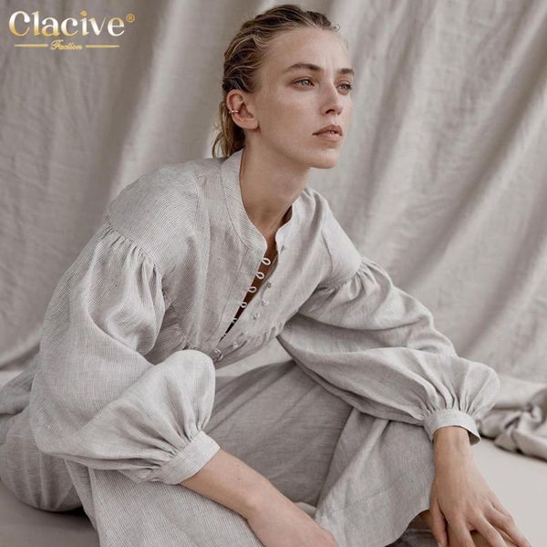 women's two piece pants clacive casual loose high waist set fashion long sleeve shirts women vintage wide trousers suit streetwear, White
women's two piece pants clacive casual loose high waist set fashion long sleeve shirts women vintage wide trousers suit streetwear, White