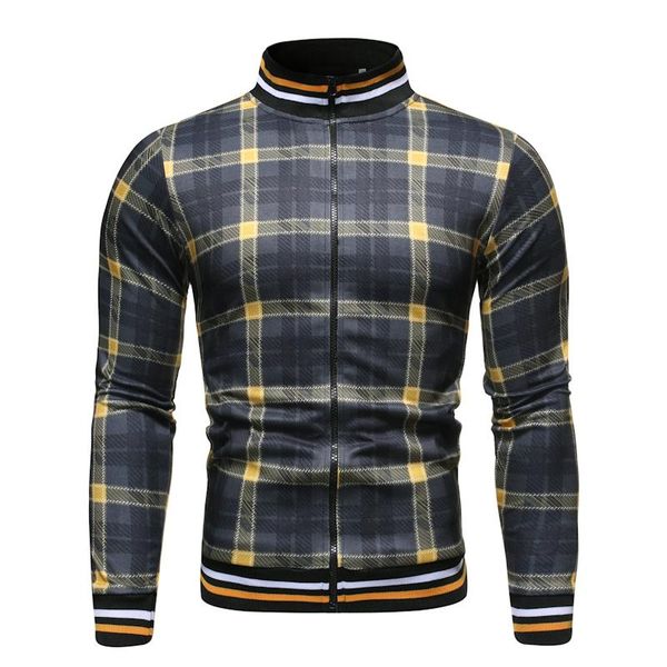 men's jackets for men autumn and winter 3d digital checked print casual coat, Black;brown 
men's jackets for men autumn and winter 3d digital checked print casual coat, Black;brown