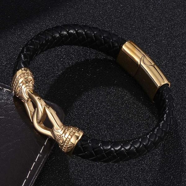 charm bracelets punk black braided leather bracelet men gold color stainless steel magnet buckle jewelry male gift bb0752, Golden;silver
charm bracelets punk black braided leather bracelet men gold color stainless steel magnet buckle jewelry male gift bb0752, Golden;silver