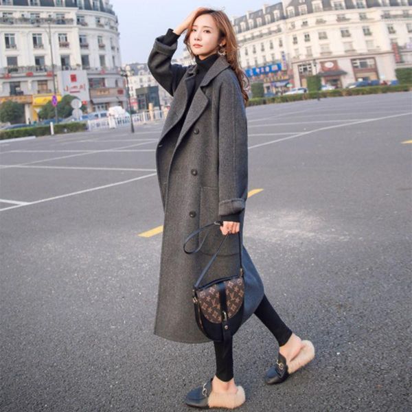 women's wool & blends 2021 women coat outerwear autumn winter fashion warm solid woolen female elegant single breasted long l967, Black
women's wool & blends 2021 women coat outerwear autumn winter fashion warm solid woolen female elegant single breasted long l967, Black