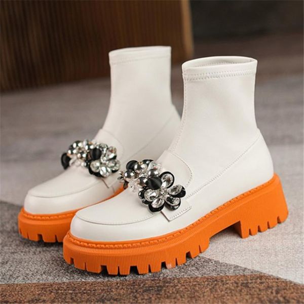 boots thick sole platform women ankle elastic leather slim fit sock booties crystal decor rubber shoes woman autumn botas mujer, Black
boots thick sole platform women ankle elastic leather slim fit sock booties crystal decor rubber shoes woman autumn botas mujer, Black