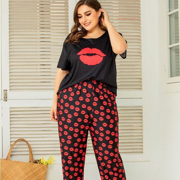 plus size tracksuits homewear suits women summer casual t shirts drawstring sweatpants lounge wear fashion 2 piece sets elastic sleepwear, Black
plus size tracksuits homewear suits women summer casual t shirts drawstring sweatpants lounge wear fashion 2 piece sets elastic sleepwear, Black