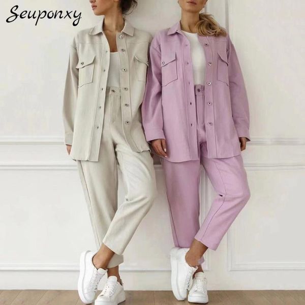 women's two piece pants loose solid color 2 two-piece set 2021 lapel long-sleeved single-breasted jacket + casual, White
women's two piece pants loose solid color 2 two-piece set 2021 lapel long-sleeved single-breasted jacket + casual, White