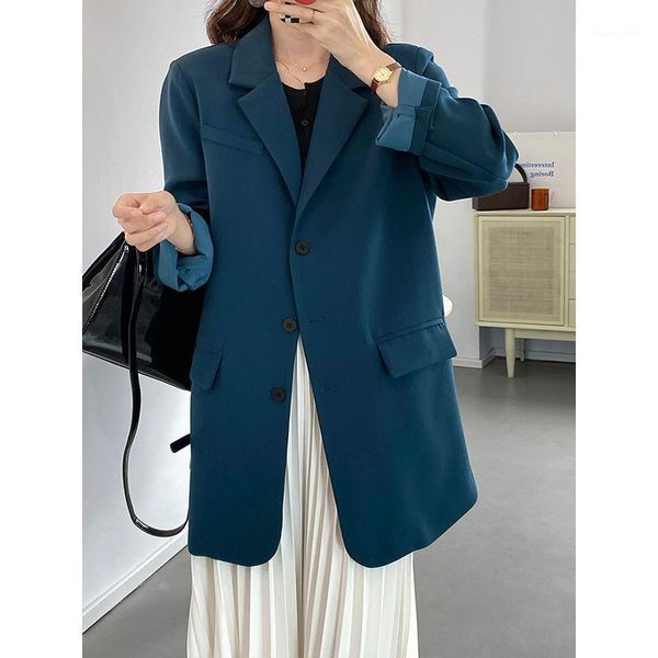 women's suits & blazers blue long elegant women blazer sleeve three button loose black casual suit coat, White;black
women's suits & blazers blue long elegant women blazer sleeve three button loose black casual suit coat, White;black