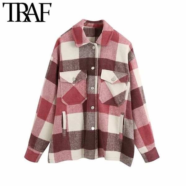 traf women vintage stylish oversized plaid jacket coat fashion lapel collar long sleeve pockets loose outerwear chic 211014, Black;brown
traf women vintage stylish oversized plaid jacket coat fashion lapel collar long sleeve pockets loose outerwear chic 211014, Black;brown