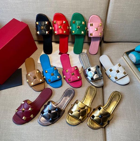 luxury designer women sandals rivet flats slippers studded summer fashion classic leather sandal with box size 35-42, Black
luxury designer women sandals rivet flats slippers studded summer fashion classic leather sandal with box size 35-42, Black