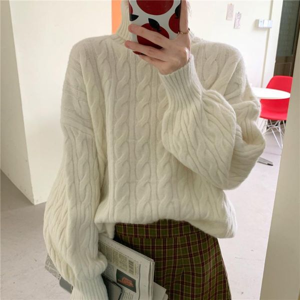 hzirip 2021 spring autumn turtleneck twist knitted pullovers winter bottoming sweater loose solid elegant women women's sweaters, White;black
hzirip 2021 spring autumn turtleneck twist knitted pullovers winter bottoming sweater loose solid elegant women women's sweaters, White;black