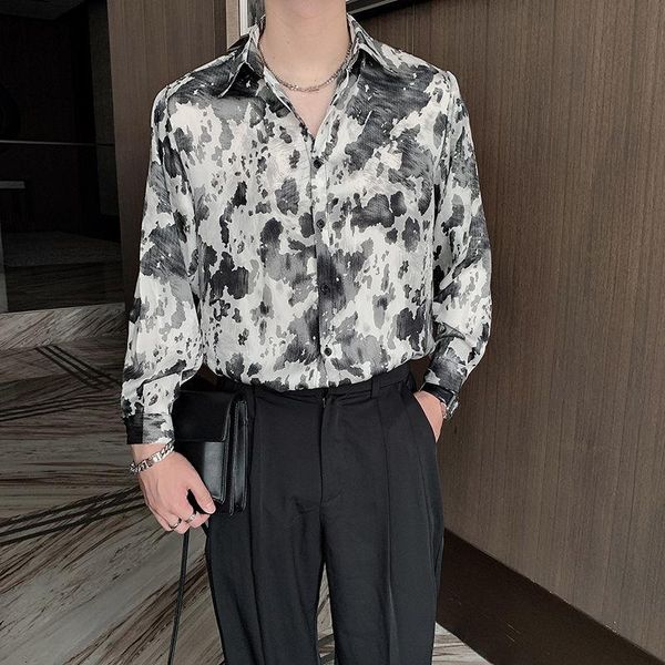 men's dress shirts autumn korean version floral shirt trend brand fashion long-sleeved men's stage outfit social for men, White;black
men's dress shirts autumn korean version floral shirt trend brand fashion long-sleeved men's stage outfit social for men, White;black