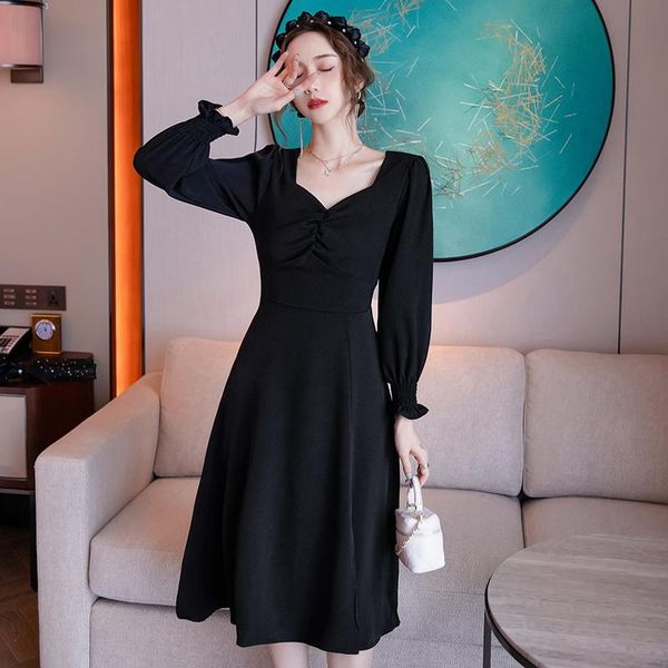 casual dresses women korean dress fashion one piece autumn spring 2021 office lady french style vintage long sleeve solid v-neck, Black;gray
casual dresses women korean dress fashion one piece autumn spring 2021 office lady french style vintage long sleeve solid v-neck, Black;gray