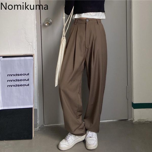 women's pants & capris nomikuma casual loose suit women solid color high waist trousers female korean straight wide leg pantalones muje, Black;white
women's pants & capris nomikuma casual loose suit women solid color high waist trousers female korean straight wide leg pantalones muje, Black;white