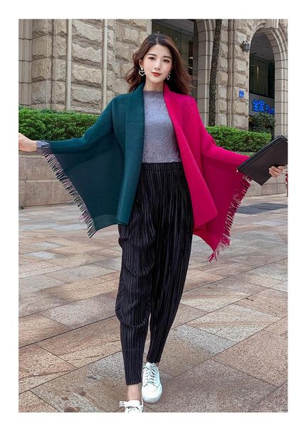 women's blouses & shirts selling miyake fashion fold patchwork bat sleeve turndown collar tassel coat cloak in stock, White
women's blouses & shirts selling miyake fashion fold patchwork bat sleeve turndown collar tassel coat cloak in stock, White