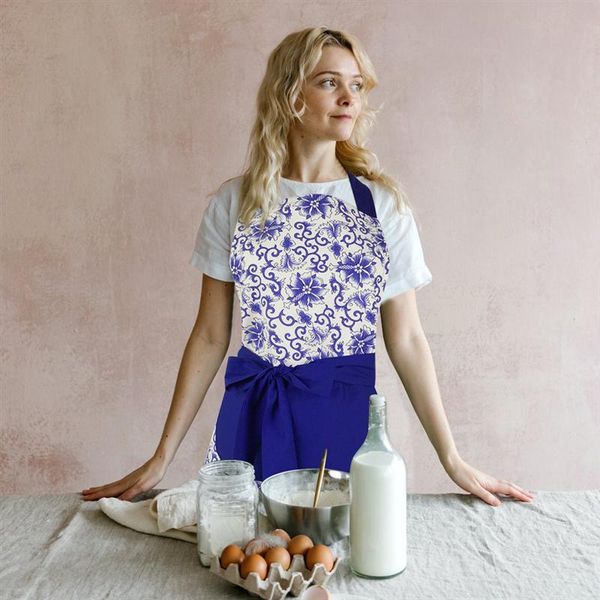 1pc sleeveless apron cotton blue and white porcelain pattern housework checkerboard chiffon lace large swing aprons
1pc sleeveless apron cotton blue and white porcelain pattern housework checkerboard chiffon lace large swing aprons