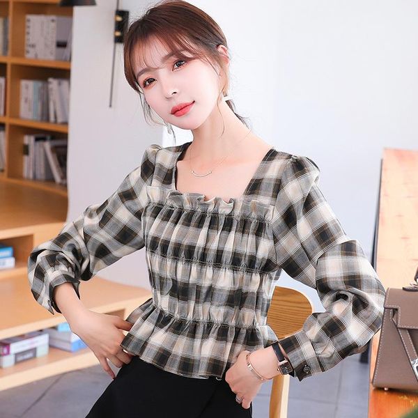 women's blouses & shirts blouse women autumn 2021 office lady vintage plaid long sleeve puff square collar blusas womens and, White
women's blouses & shirts blouse women autumn 2021 office lady vintage plaid long sleeve puff square collar blusas womens and, White