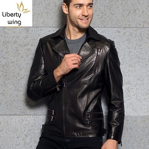 men's leather & faux luxury mens punk sheepskin genuine jacket zipper lapel collar slim fit motor biker windbreaker outwear coat 4xl, Black
men's leather & faux luxury mens punk sheepskin genuine jacket zipper lapel collar slim fit motor biker windbreaker outwear coat 4xl, Black