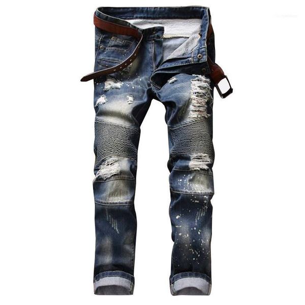 men's jeans men's wholesale-brand designer mens ripped biker pants slim fit distroyed motorcycle denim joggers male straight destr, Blue
men's jeans men's wholesale-brand designer mens ripped biker pants slim fit distroyed motorcycle denim joggers male straight destr, Blue