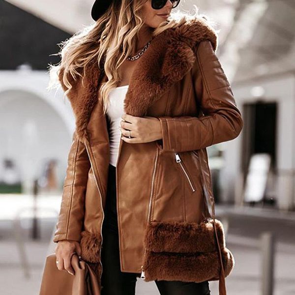 women's leather & faux malina fur turn down collar jackets women fashion pu zipper coats elegant tie belt female ladies jp, Black
women's leather & faux malina fur turn down collar jackets women fashion pu zipper coats elegant tie belt female ladies jp, Black