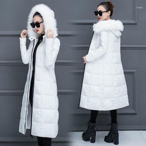 women's down & parkas fur collar women jacket coat warm long winter parka white elegant slim hooded cotton female outwear dr11091, Black
women's down & parkas fur collar women jacket coat warm long winter parka white elegant slim hooded cotton female outwear dr11091, Black
