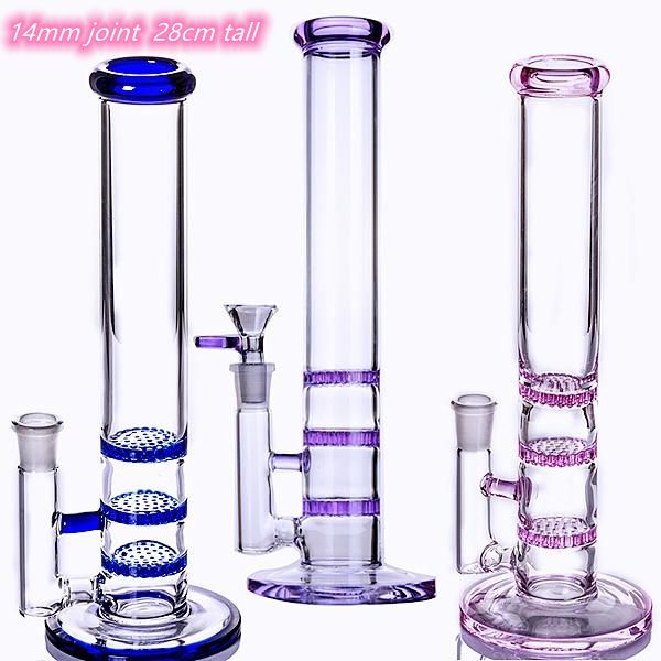 

hookahs three pieces Perc glass tube bongs water pieps oil dab rigs 14mm joint bowl heady glass