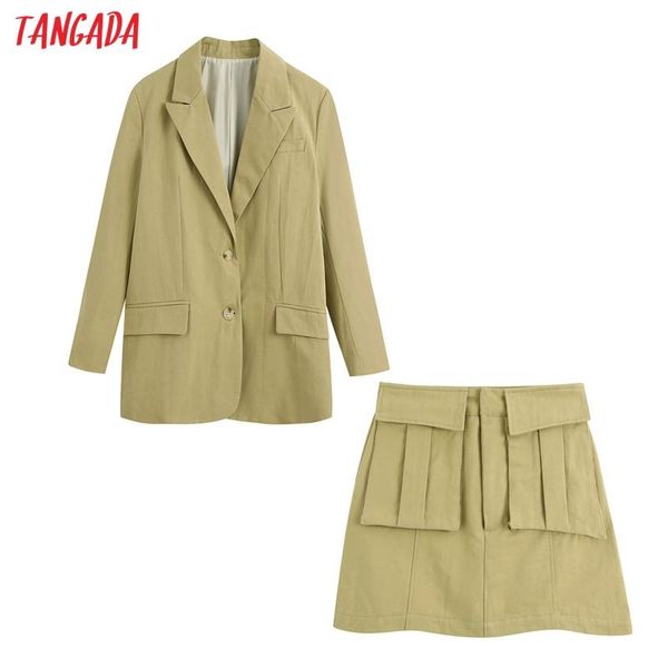 women's tracksuits tangada 2021 autumn women khaki blazer skirt suit 2 piece set female jacket ladies casual sets womens outfits be153, Gray
women's tracksuits tangada 2021 autumn women khaki blazer skirt suit 2 piece set female jacket ladies casual sets womens outfits be153, Gray